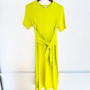 Daily Ritual Dress S Stretch Midi Tie Front T-shirt Midi Yellow